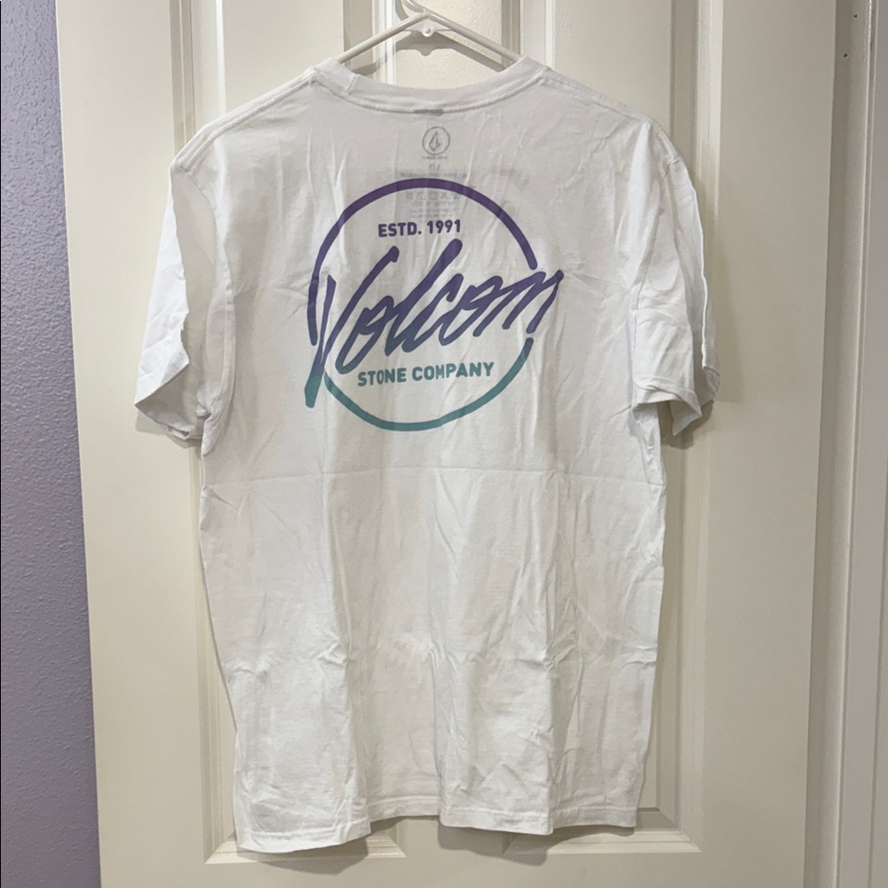 Volcom White and Purple Graphic Tee